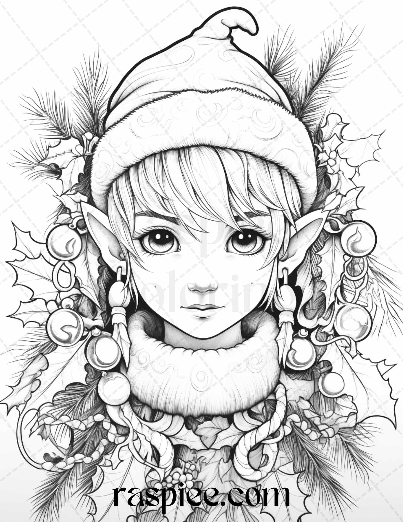 Christmas elves grayscale coloring pages printable for adults kids â coloring