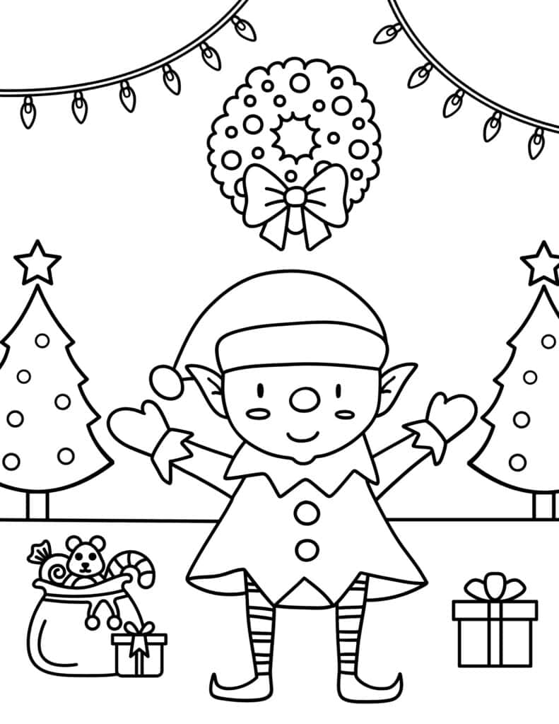 Free christmas elf coloring pages for kids