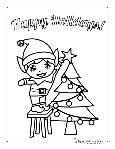 Free printable elf coloring pages for kids