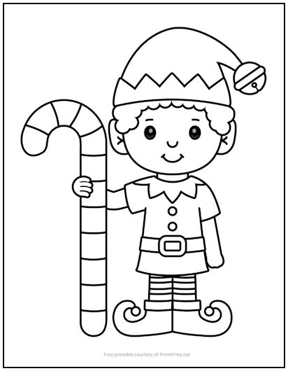 Candy cane elf coloring page print it free