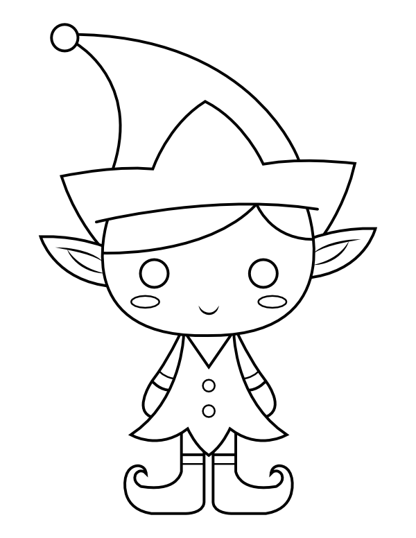 Printable kawaii elf coloring page