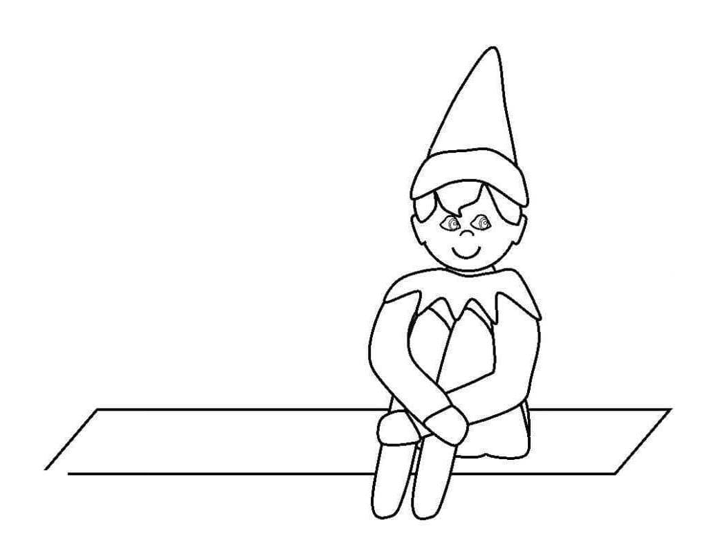 Smiling elf on the shelf coloring page