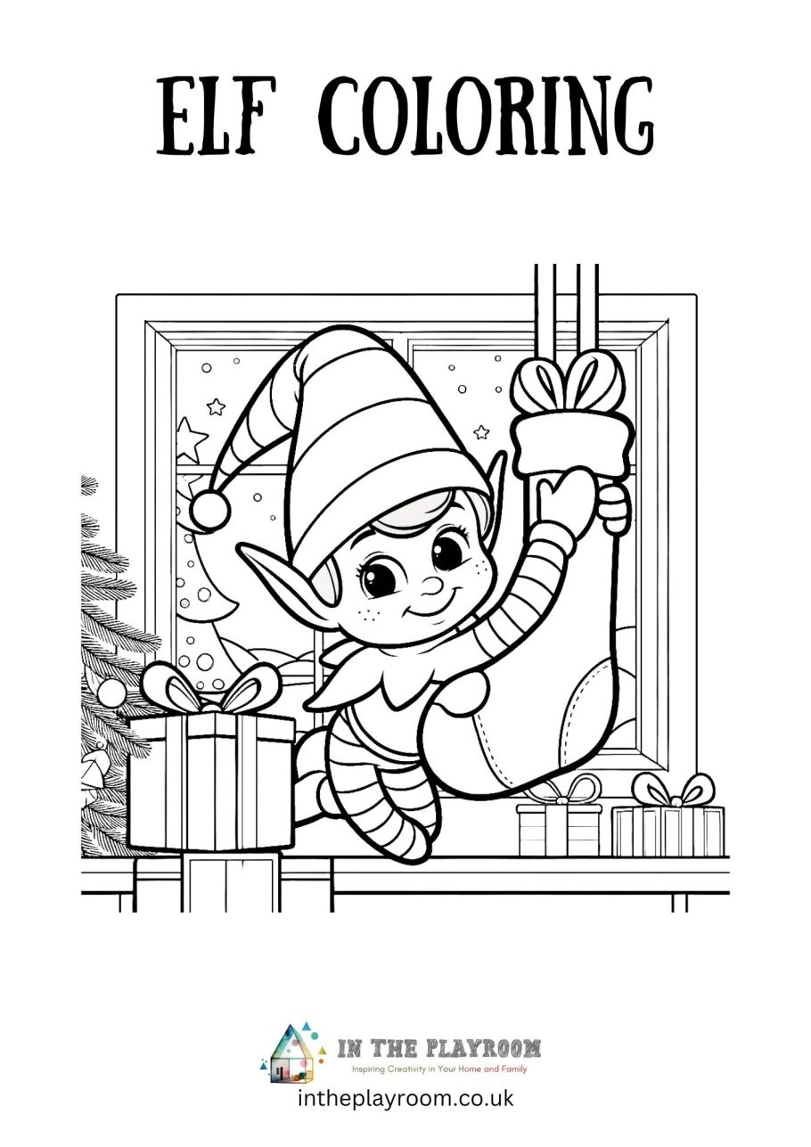 Free printable elf loring pages for kids