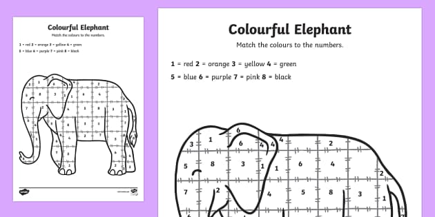 Elmer lour by numbers worksheet creative maths resource