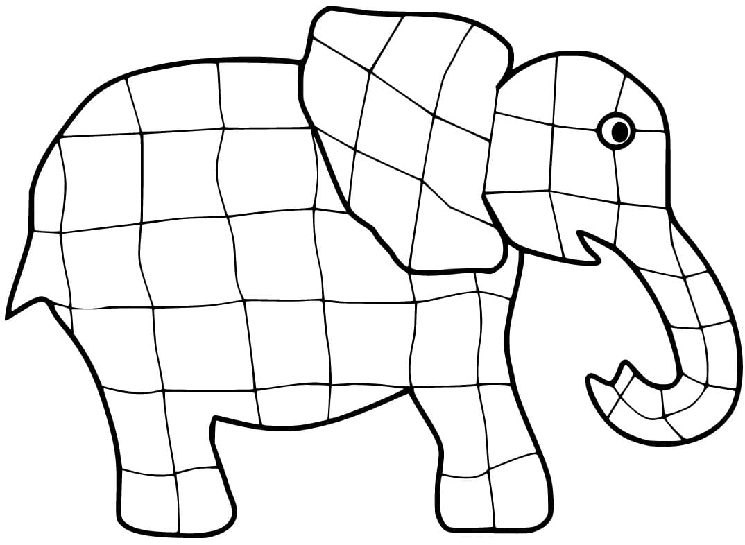 Easy elmer the elephant coloring page