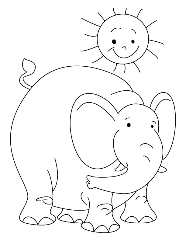 Elephant with the sun coloring page download free elephant with the sun coloring page for kids best coloring pages