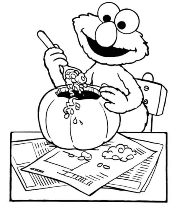 Elmo eating coloring page