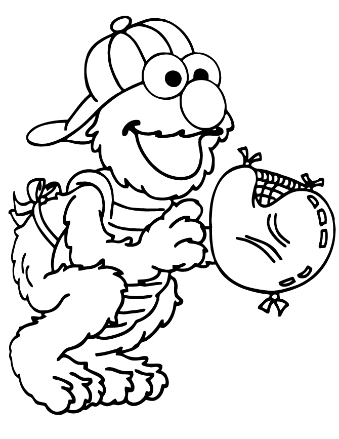 Coloring pages elmo baseball coloring page