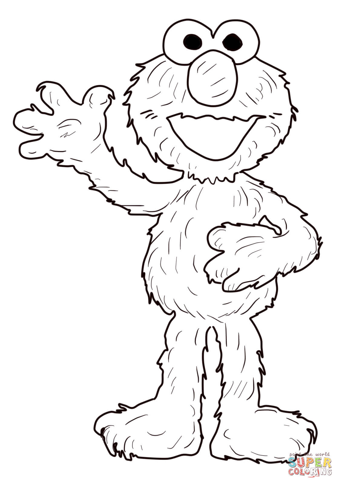 Elmo waving hello coloring page free printable coloring pages