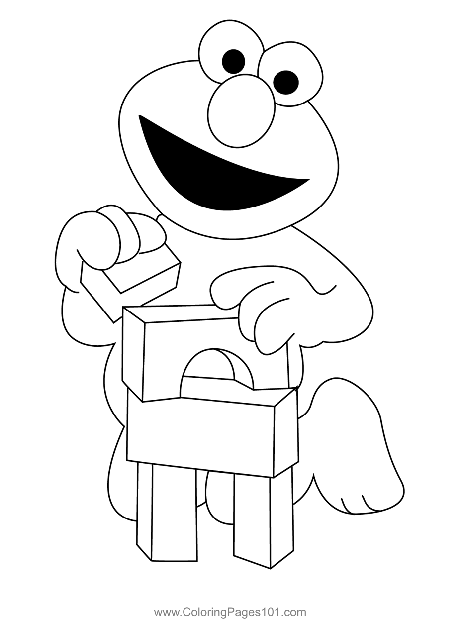 Elmo playing game coloring page for kids