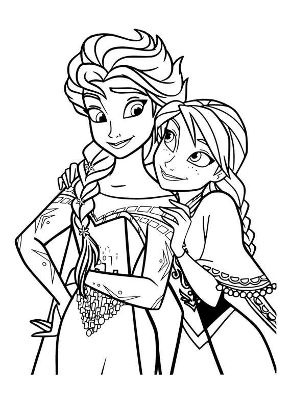 Frozen anna and elsa coloring page