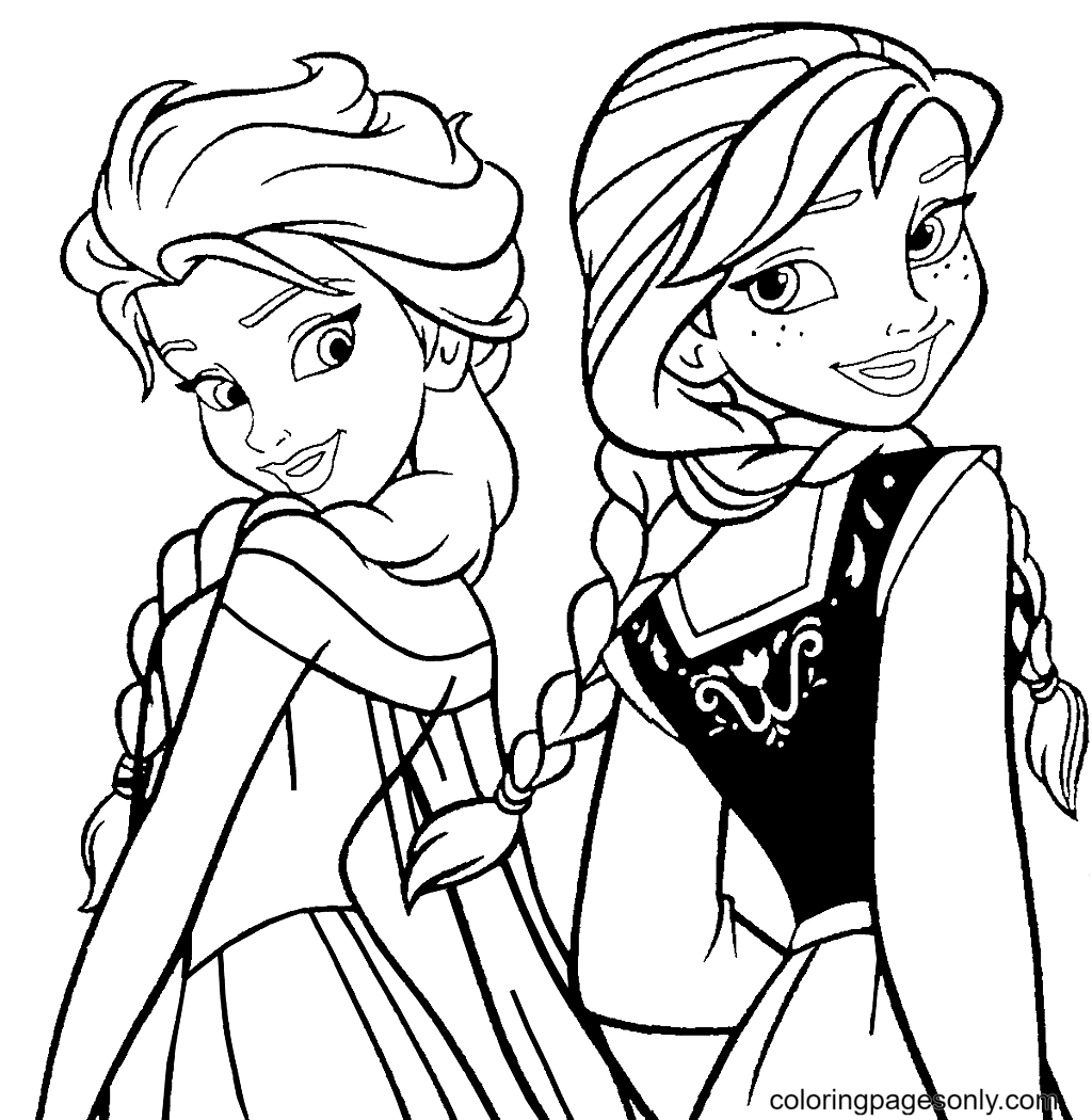 Elsa and anna coloring pages printable for free download