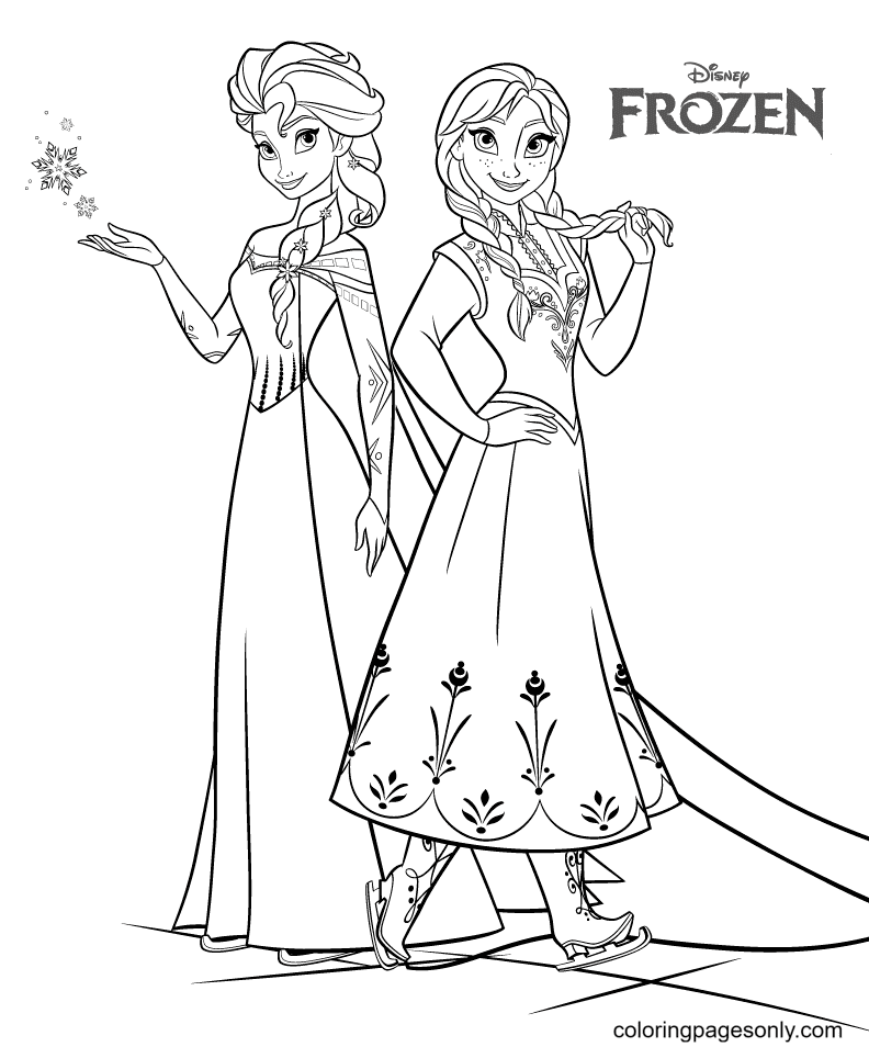 Elsa and anna coloring pages printable for free download