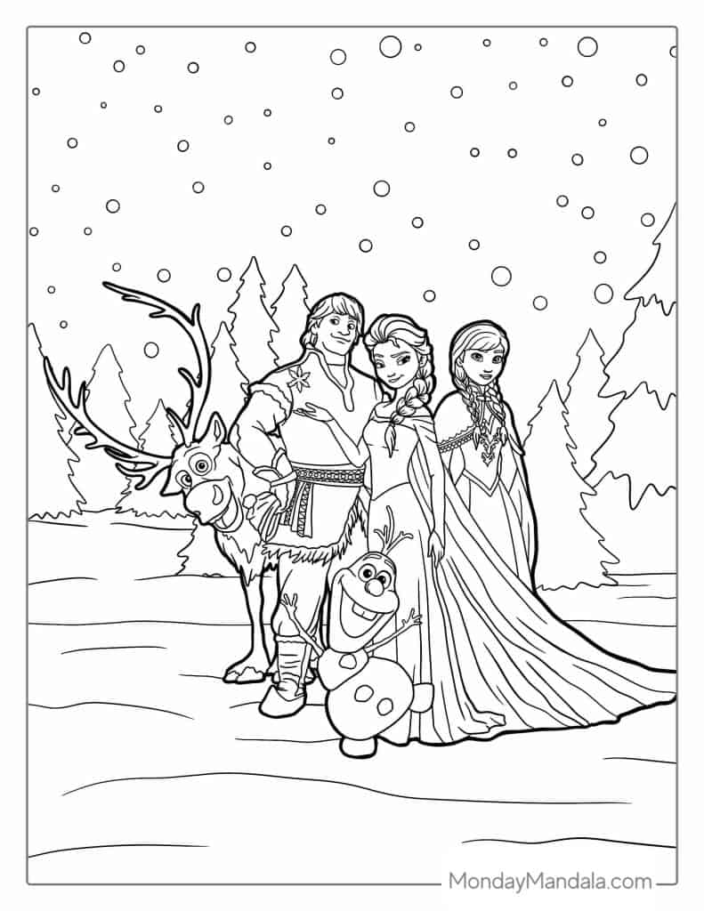 Frozen coloring pages free pdf printables