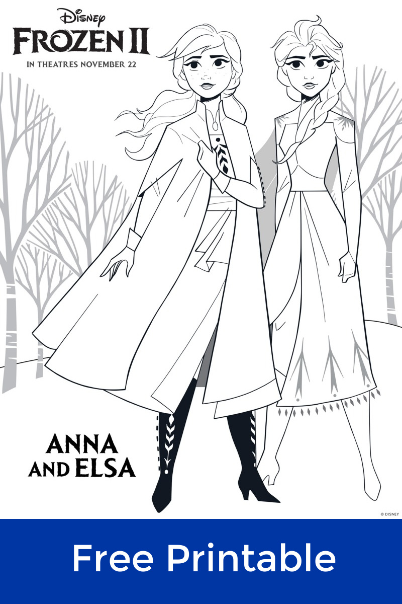 Frozen free printable anna and elsa coloring page