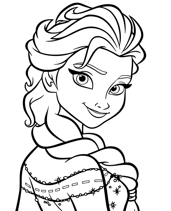 Cute portrait of elsa with a nice hairstyle coloring page