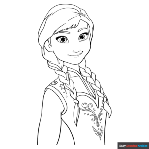 Anna from frozen coloring page easy drawing guides