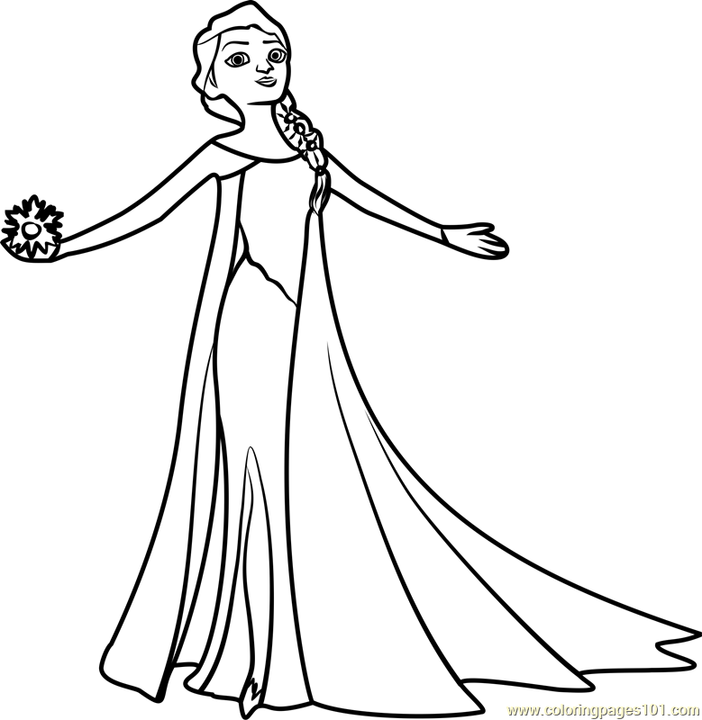 Beautiful elsa coloring page for kids