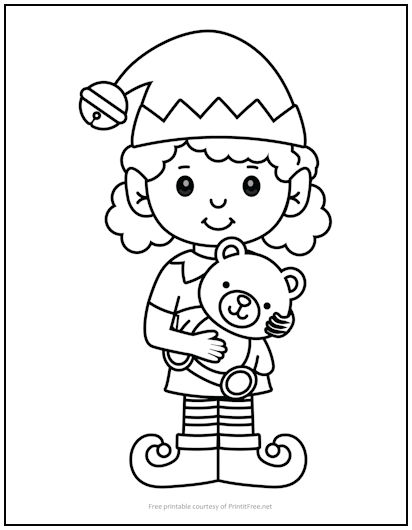 Girl elf christmas coloring page print it free