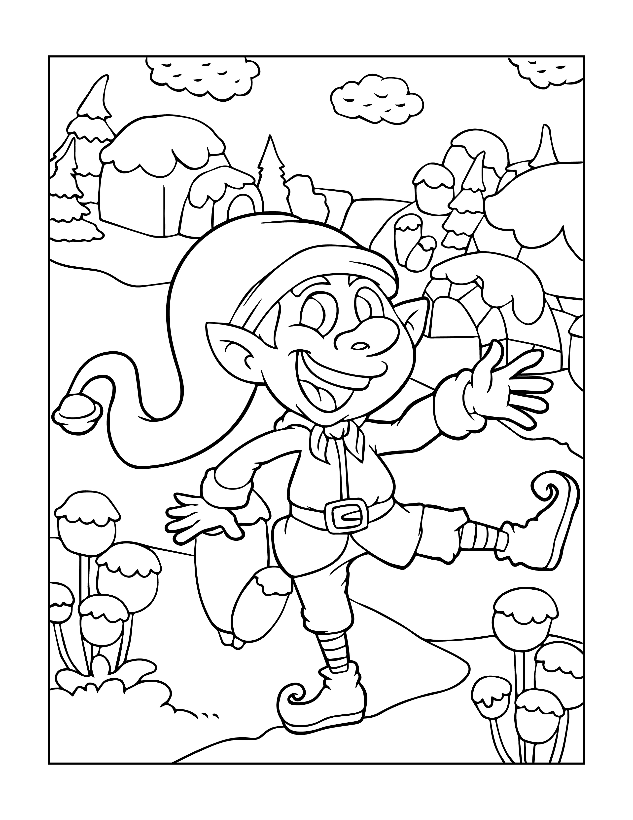 Elf coloring pages free christmas elves coloring pages