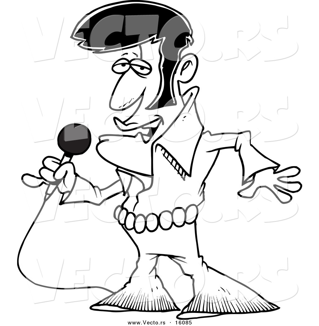 R of a cartoon elvis impeonator singing