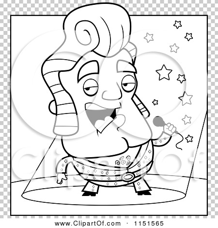 Cartoon clipart of a black and white performing elvis impersonator