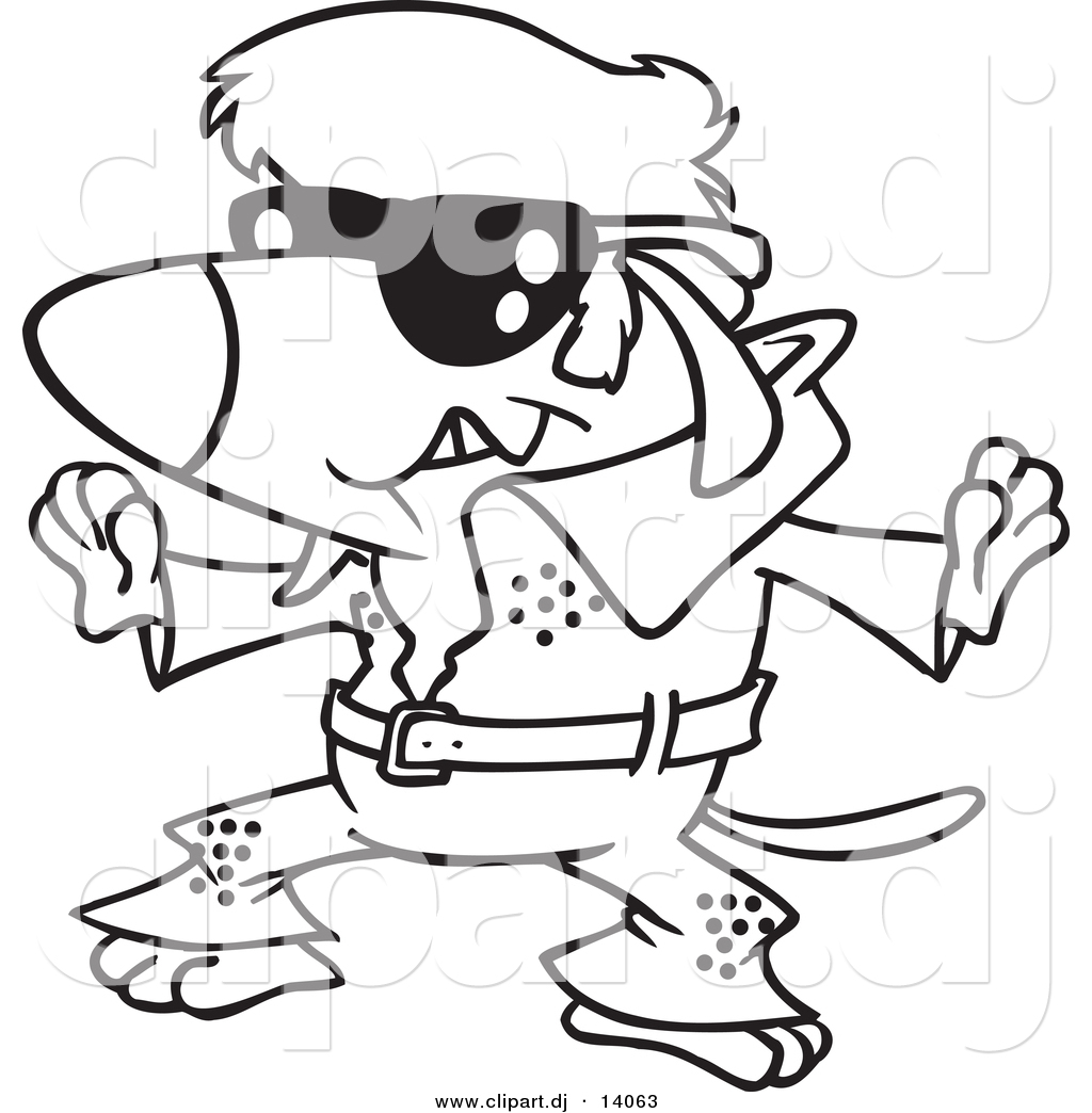 Vector of cartoon elvis impersonator dog dancing