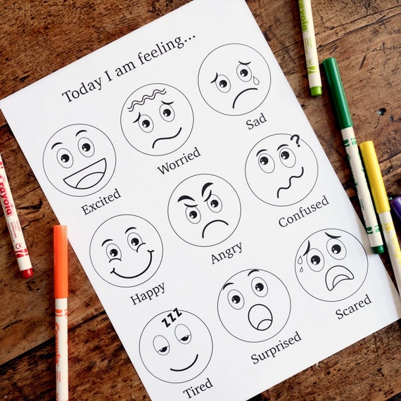 Emotions colouring sheet today i am feeling emotion faces emotion faces printable digital download