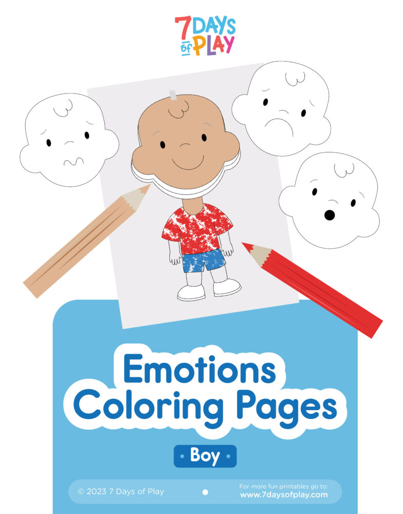 Emotions coloring pages boy