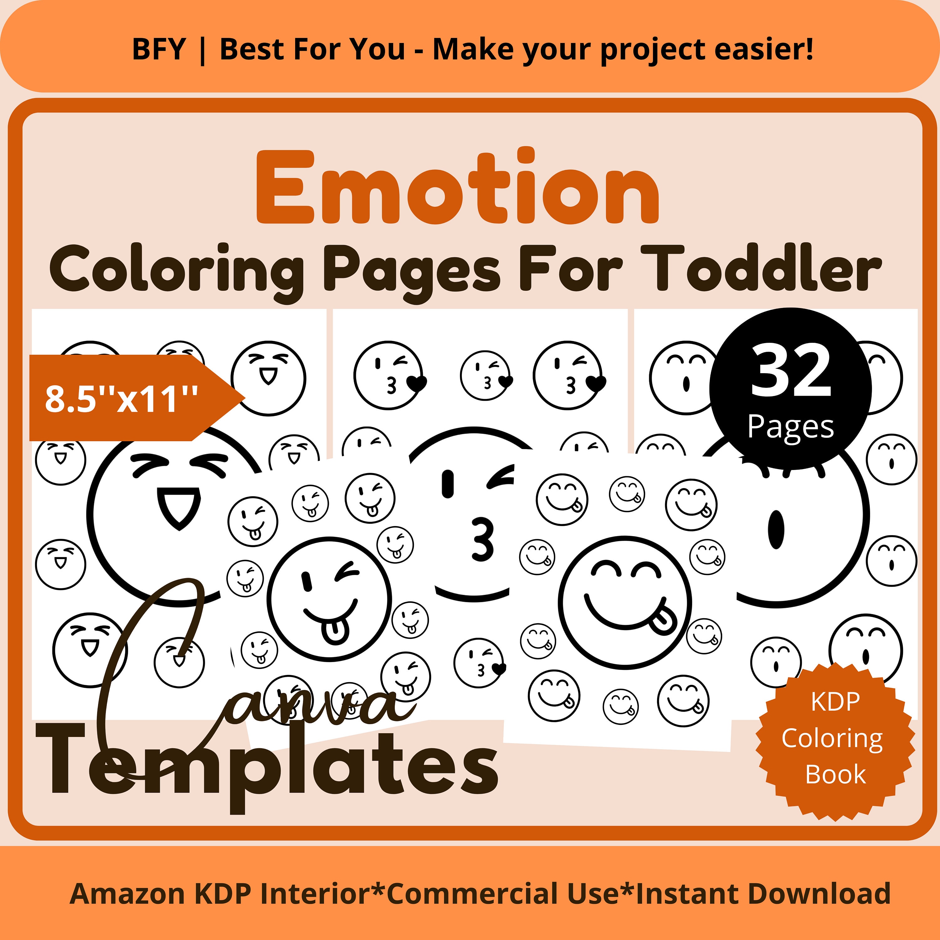 Printable emotion coloring pages for kids toddler coloring book x pages teaching resources digital download back to school