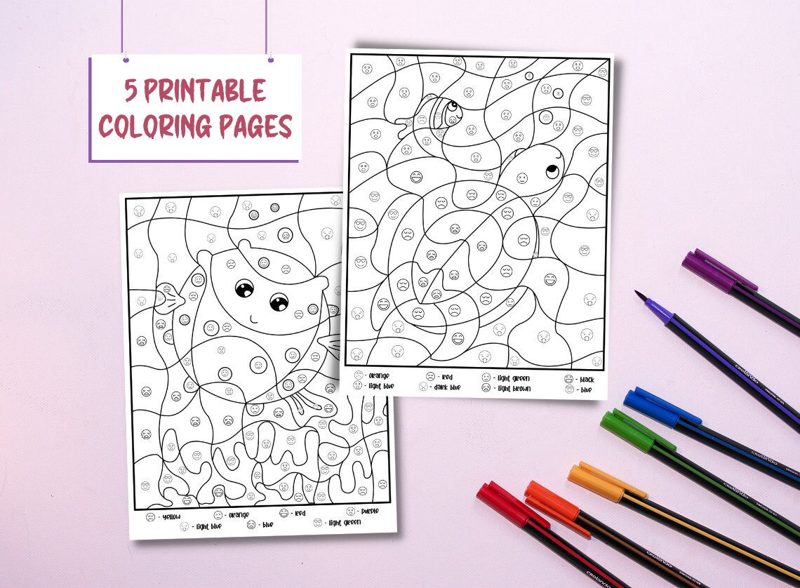 Color by code emotions coloring pages