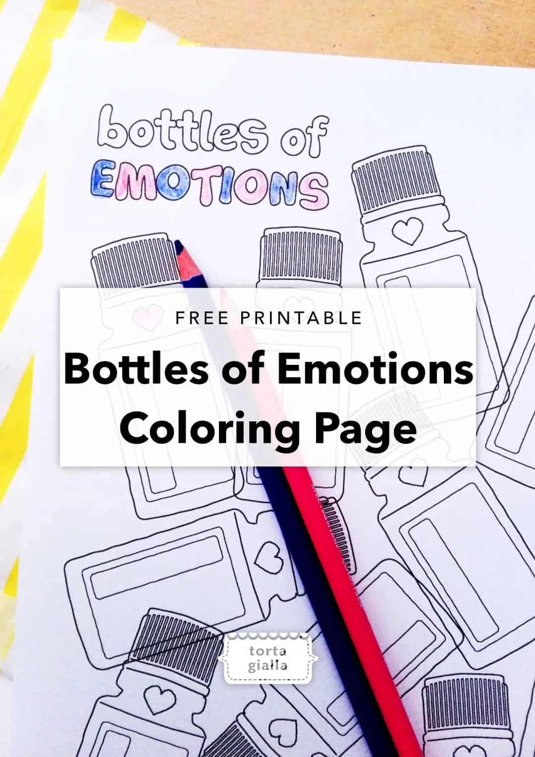 Bottles of emotions coloring page printable