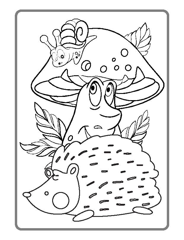 Enchanted forest hedgehog printable color pages