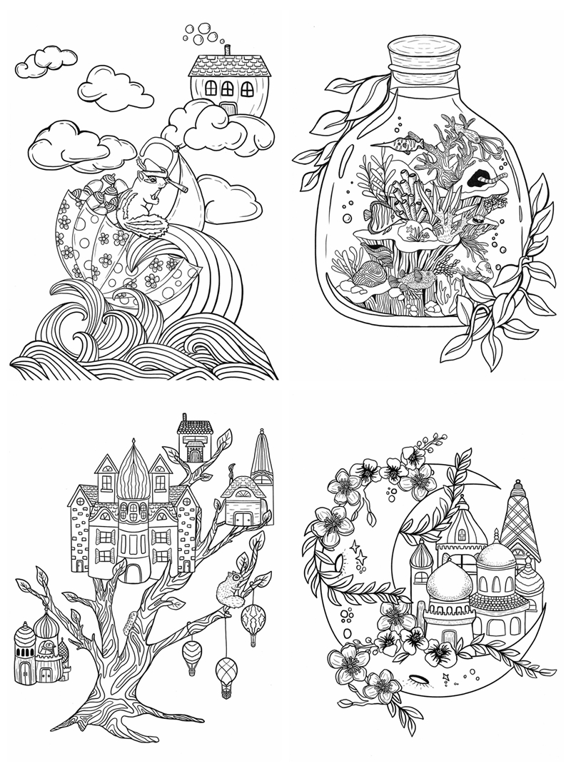 Enchanted coloring book a colorful journey into a whimsical universe â