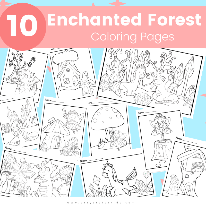 Enchanted forest coloring pages