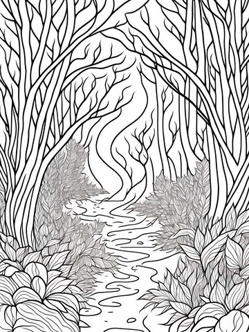 Premium vector discovering hidden wonders enchanted forest coloring activity