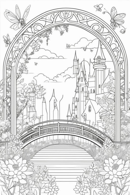 Enchanted forest coloring page