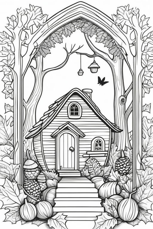 Enchanted forest coloring page