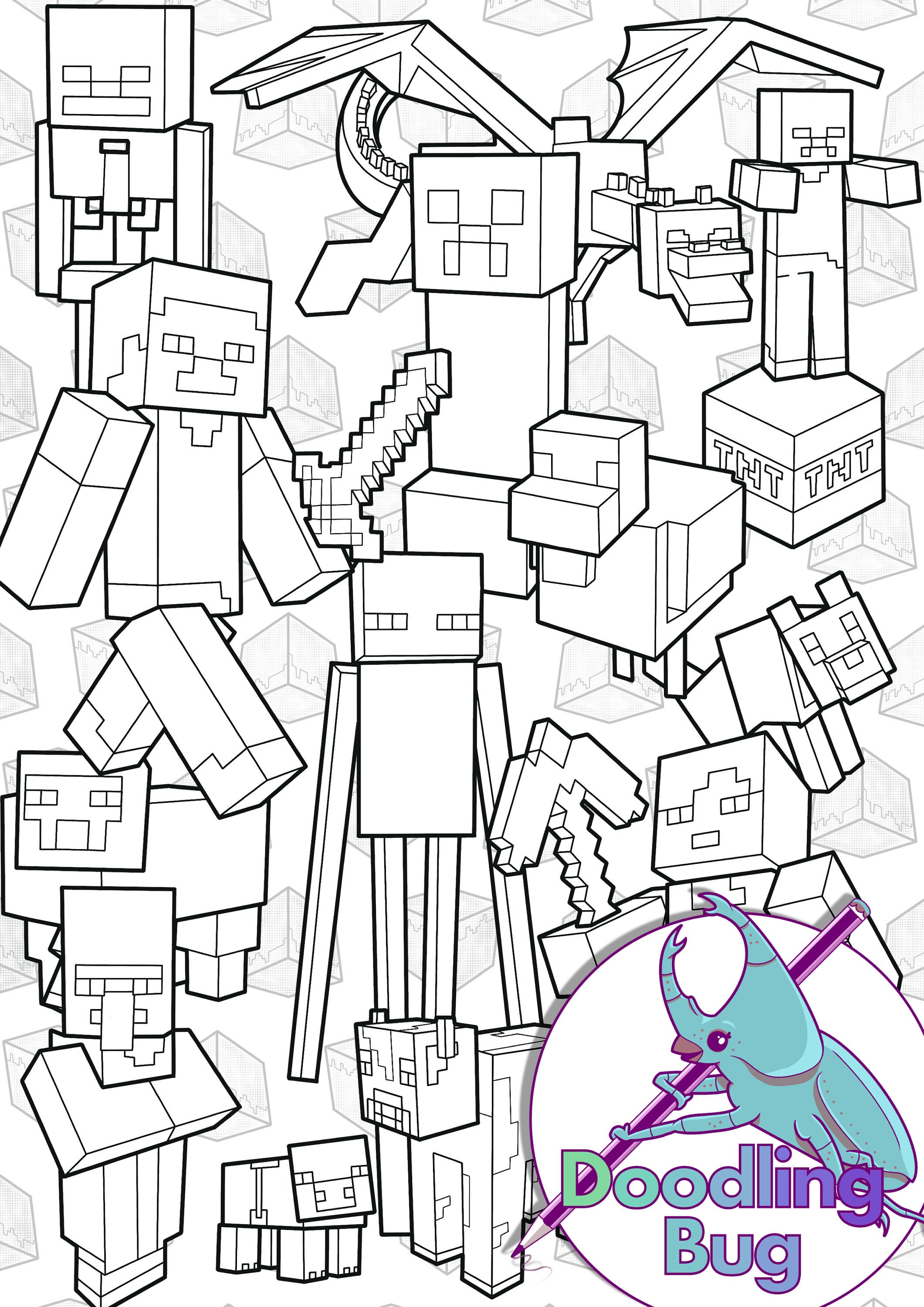 Minecraft digital colouring page