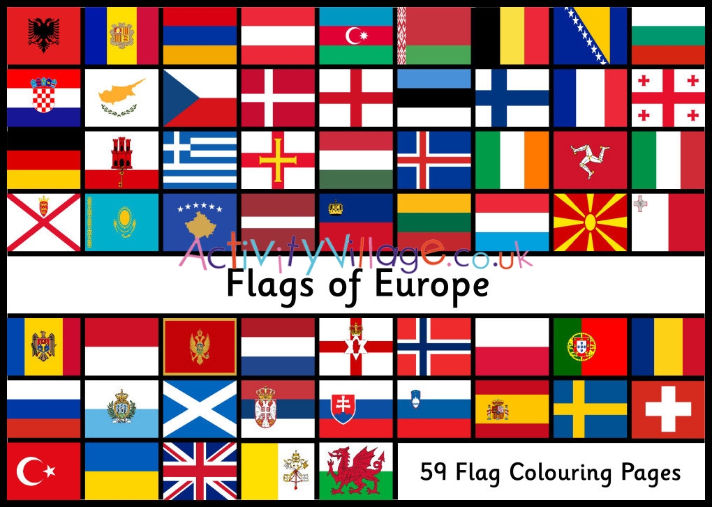 All flags of europe louring pages