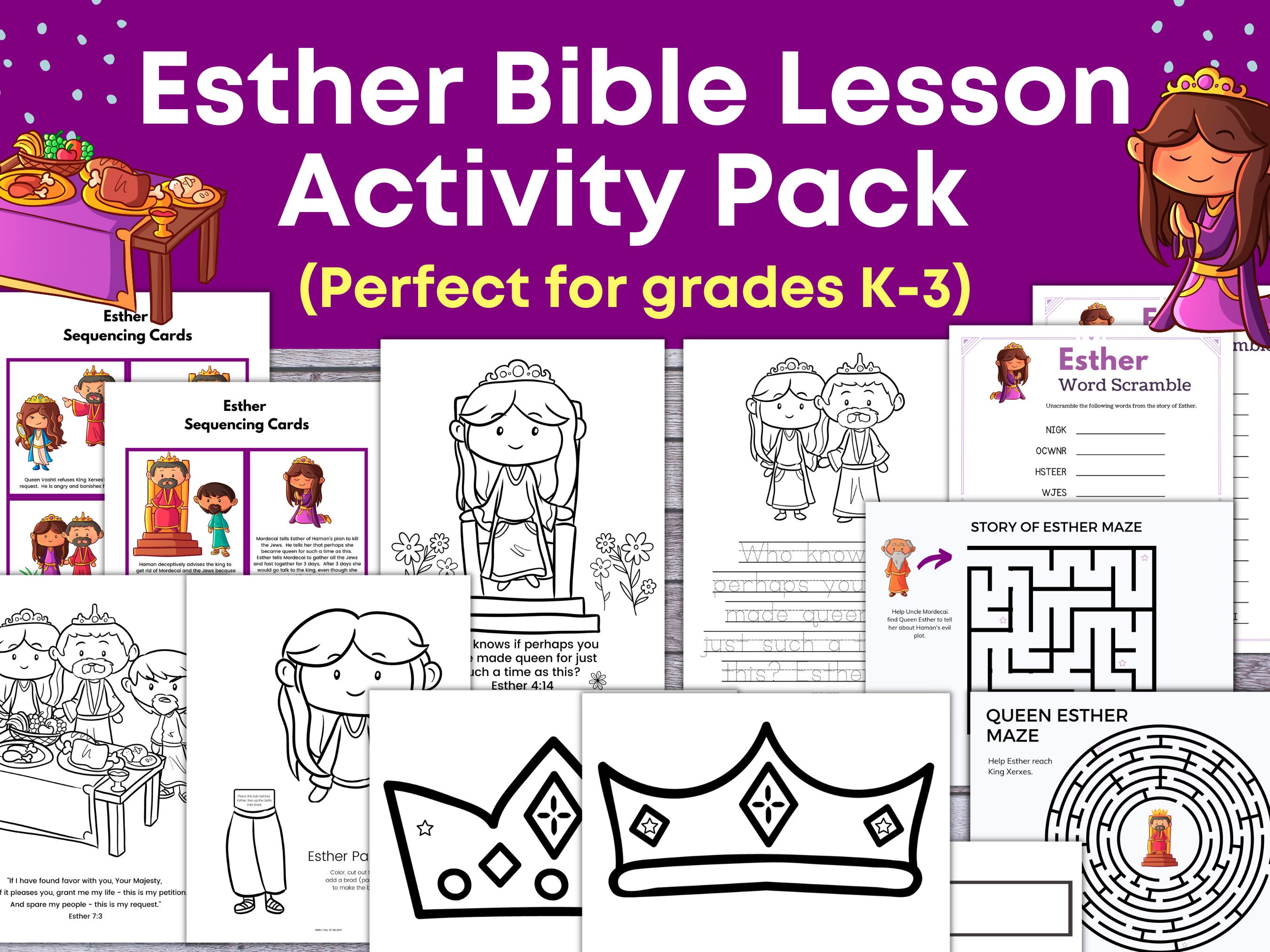 Queen esther bible story queen esther activities and games queen esther craft kids bible class sunday school lesson plans