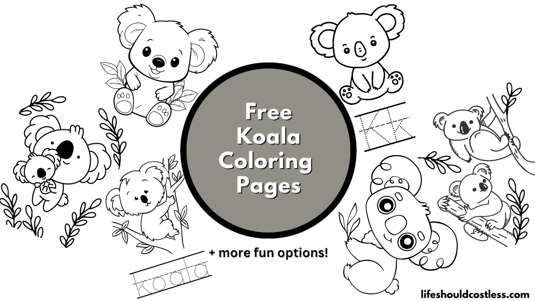 Koala coloring pages free printabe pdf templates