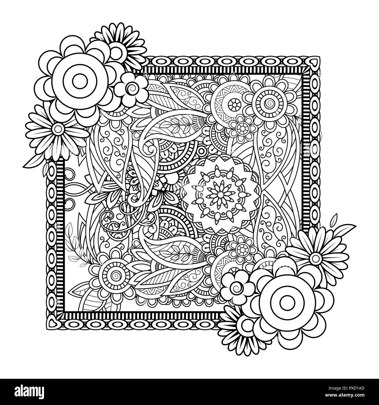 Floral wreath coloring page illustration hi