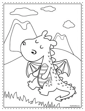 Cute dragon coloring sheets for kids free printable