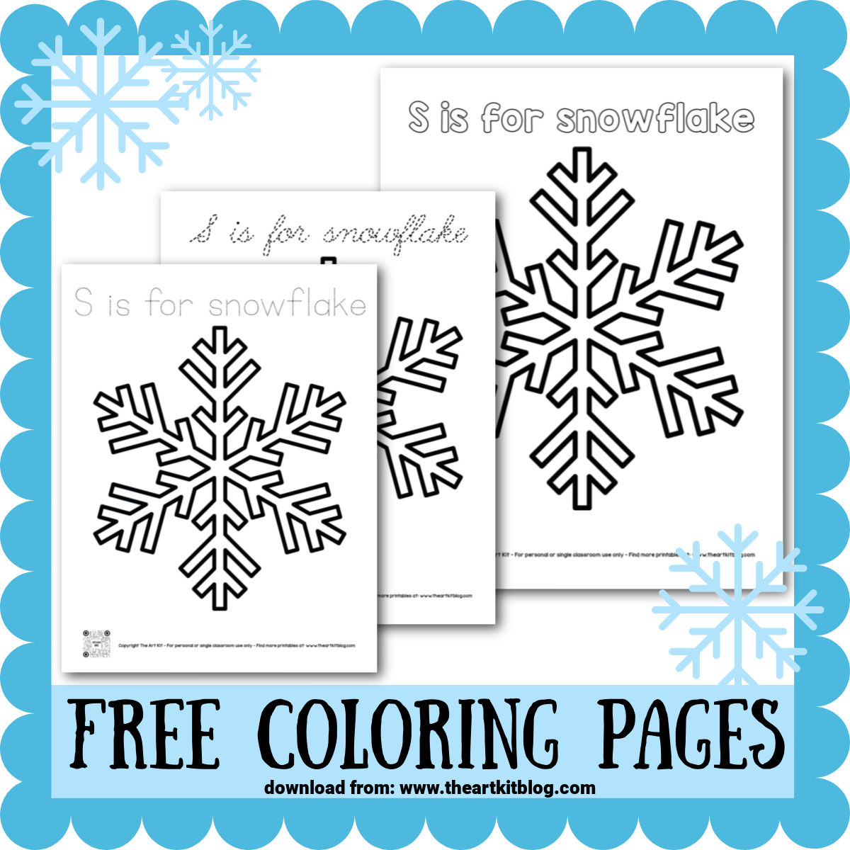 Letter s is for snowflake coloring pages â the art kit