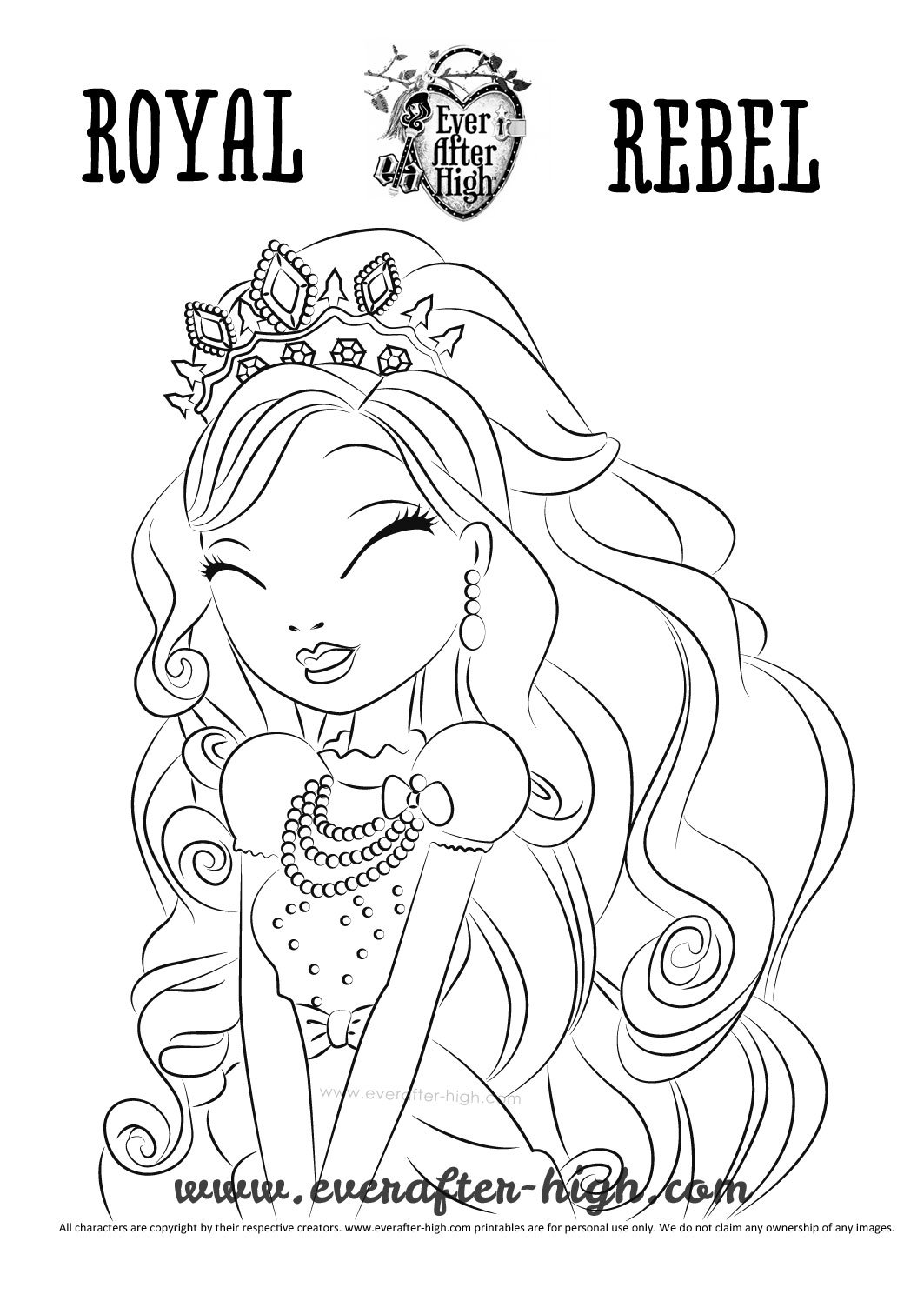 Apple white royal beauty dress coloring page ever after high