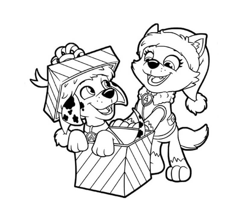 Marshall and everest paw patrol coloring page