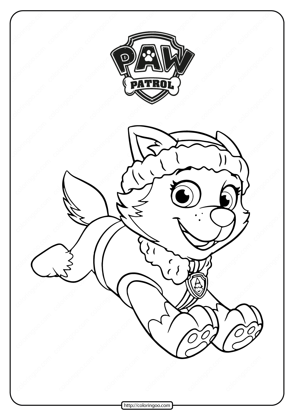 Printable paw patrol everest coloring pages