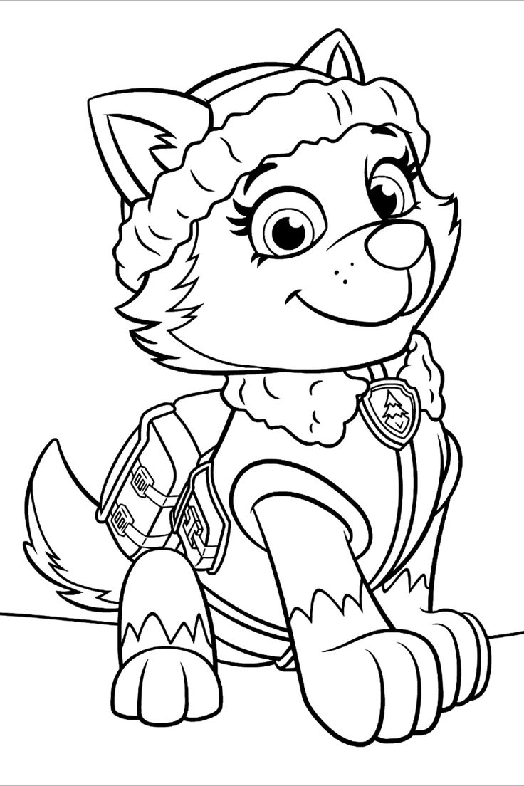 Paw patrol coloring pages for kids everest paw patrol desenhos infantis para colorir pãginas para colorir da disney