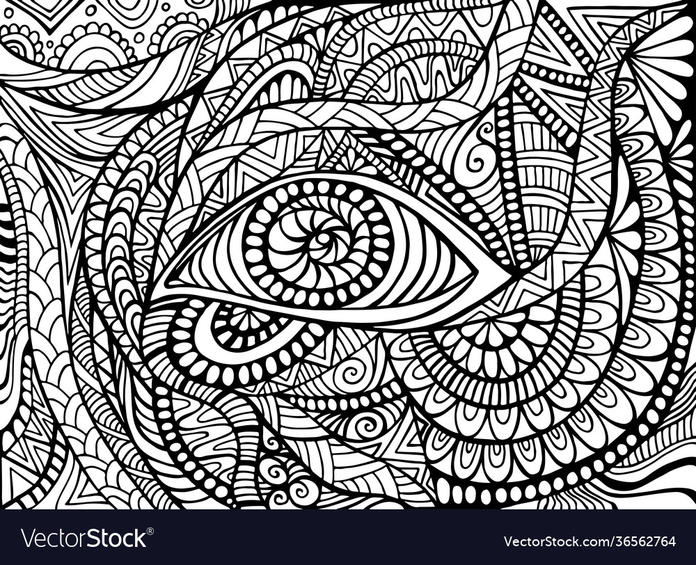 Shamanic eye psychedelic trippy coloring page vector image